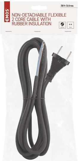 Emos Power Cord of Type H05RR-F with Cable Properties 1x25mm² in Black Colour 1m