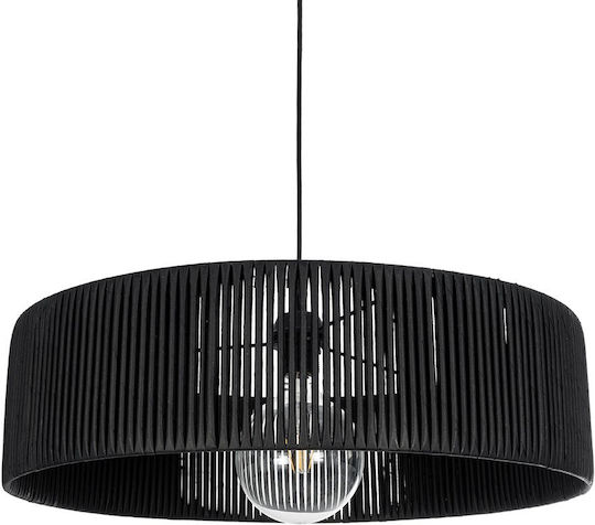 GloboStar Rattan Pendant Light Black Boho with Socket E27 55x55x90cm