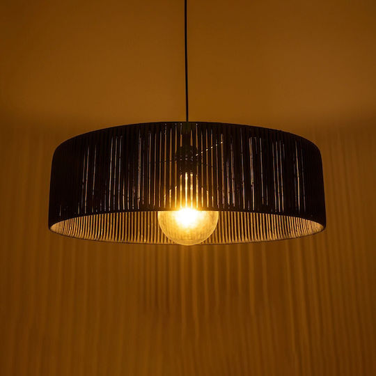 GloboStar Rattan Pendant Light Black Boho with Socket E27 55x55x90cm