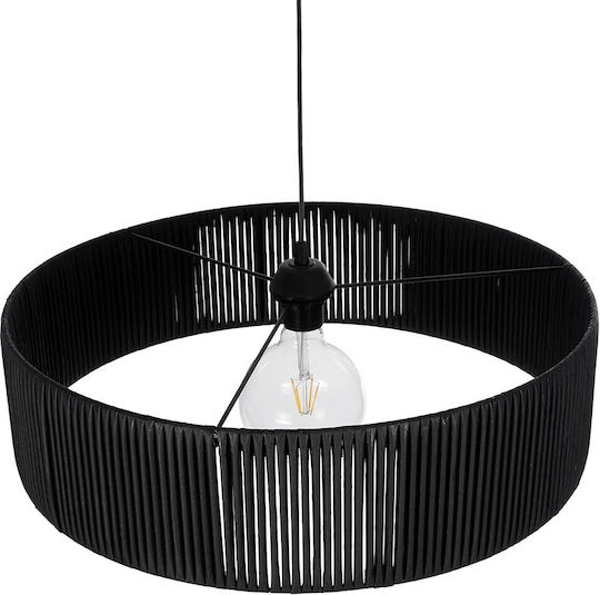 GloboStar Rattan Pendant Light Black Boho with Socket E27 55x55x90cm