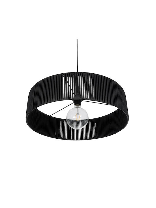 GloboStar Rattan Pendant Light Black Boho with Socket E27 55x55x90cm