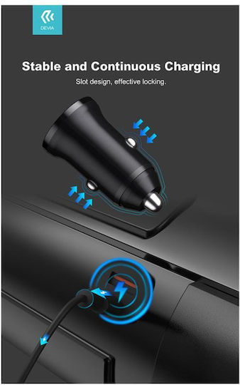 Devia Car Charger 30W with one Port: 1xUSB Black Color