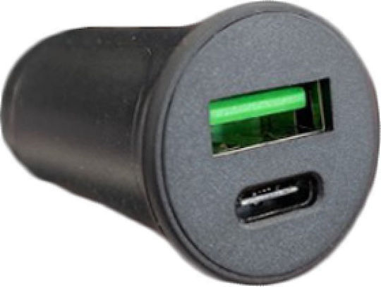 Partel Grab N Go Зарядно за кола с Портове: 1xUSB 2xType-C Черен Цвят