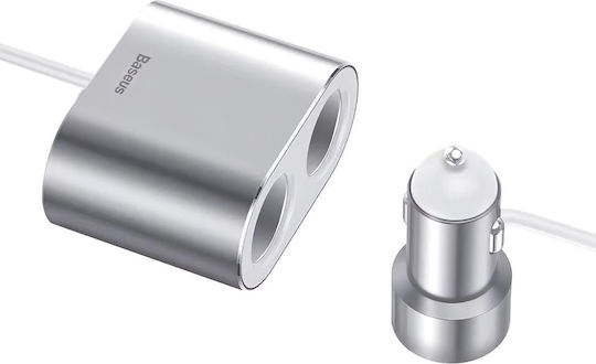 Baseus Φορτιστής Αυτοκινήτου High Efficiency 80W 3.1A με Θύρες: 2xUSB 2xΑναπτήρα μαζί με Καλώδιο Ενσωματωμένο Γκρι
