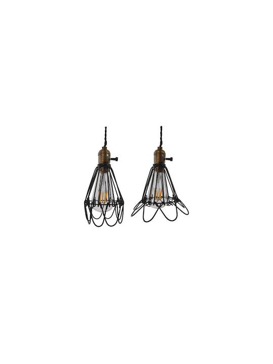 GloboStar Flower Iron Κρεμαστό Φωτιστικό Πορτοκαλί Πλέγμα με Ντουί E27 10x10x20εκ.