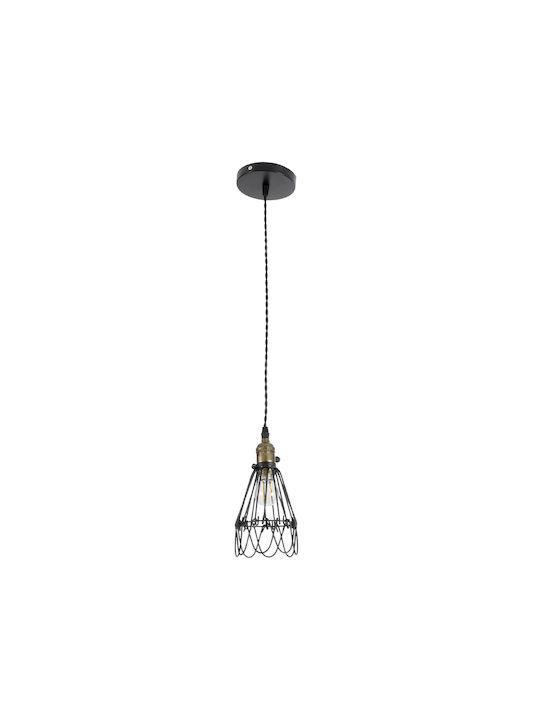 GloboStar Flower Iron Κρεμαστό Φωτιστικό Πορτοκαλί Πλέγμα με Ντουί E27 10x10x20εκ.