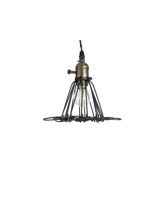 GloboStar Flower Iron Κρεμαστό Φωτιστικό Πορτοκαλί Πλέγμα με Ντουί E27 10x10x20εκ.
