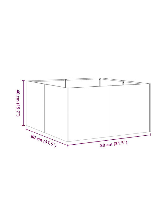 vidaXL Planter Box Metallic Silver 80x80x40cm.
