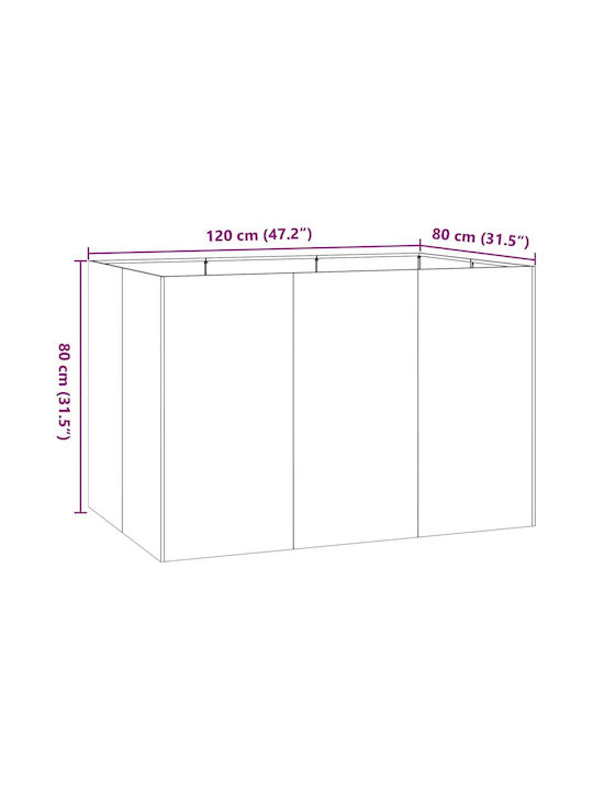 vidaXL Planter Box Metallic Silver 120x80x80cm.