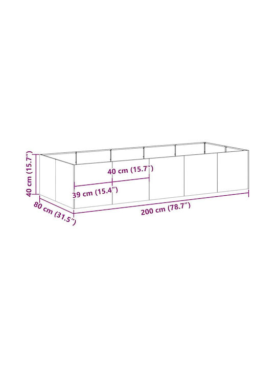 Vidaxl Planter Black 200x80x40 cm Steel Black