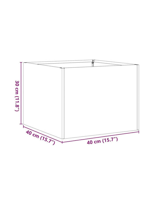 vidaXL Metallic Silver Planter Box 40x40x30cm
