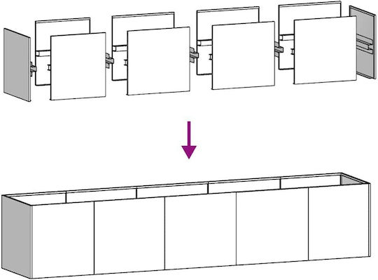 vidaXL Planter Box Metal Cărbune de lemn 200x40x40cm.