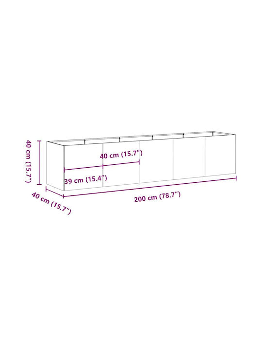 vidaXL Ζαρντινιέρα Μεταλλική Ανθρακί 200x40x40εκ.