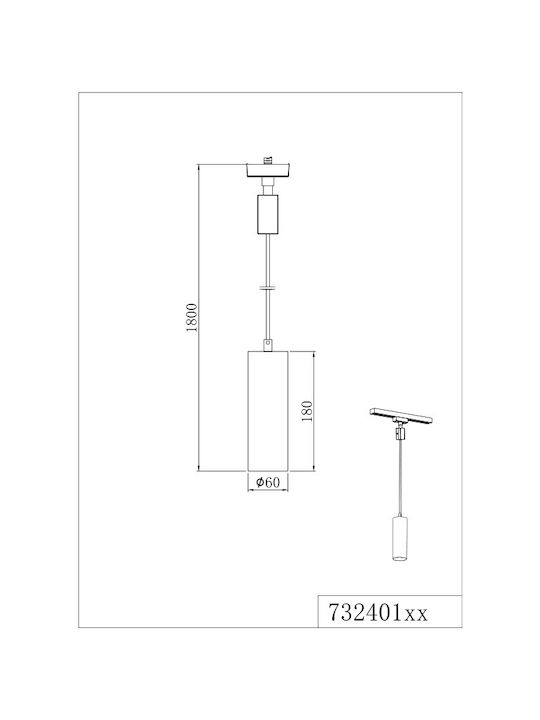 Trio Lighting Duoline Pendant Light Gold Rail with Socket GU10 6x180cm