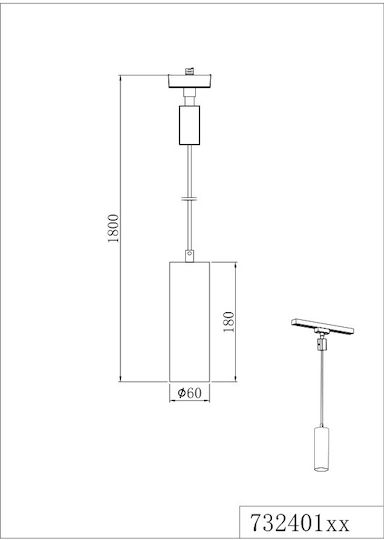 Trio Lighting Duoline Κρεμαστό Φωτιστικό Χρυσό Ράγα με Ντουί GU10 6x180εκ.