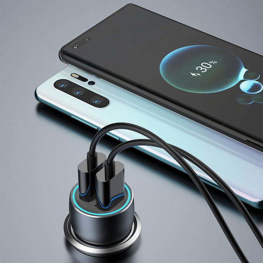Dudao R4+ Auto-Ladegerät 18W 3A mit Anschlüssen: 2xUSB Schwarz Farbe