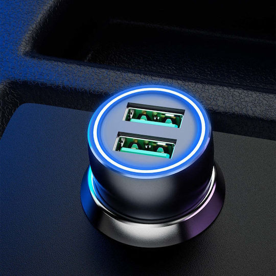 Dudao R4+ Auto-Ladegerät 18W 3A mit Anschlüssen: 2xUSB Schwarz Farbe