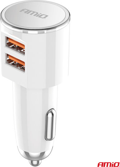 AMiO Car Charger White with Ports: 2xUSB