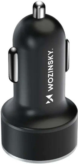 Wozinsky Φορτιστής Αυτοκινήτου 36W 5A με Θύρες: 1xUSB 1xType-C Μαύρος