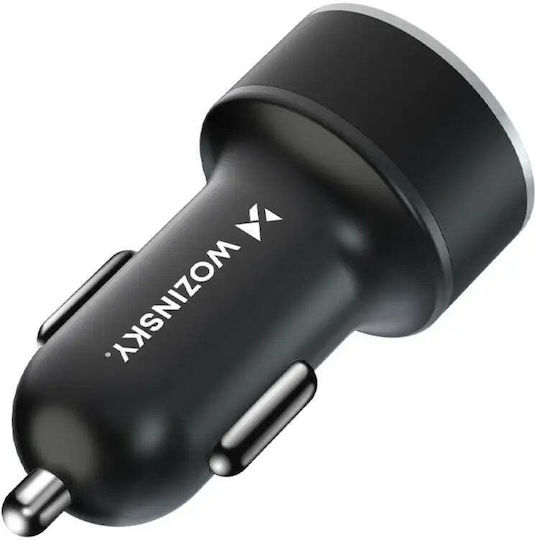 Wozinsky Φορτιστής Αυτοκινήτου 36W 5A με Θύρες: 1xUSB 1xType-C Μαύρος