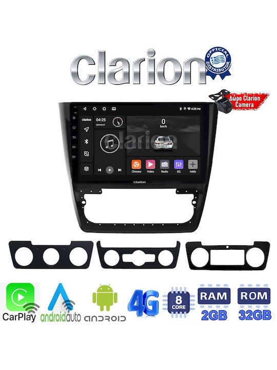 Clarion Ηχοσύστημα Αυτοκινήτου για Skoda Yeti 2014> (Bluetooth/USB/WiFi/GPS/Apple-Carplay/Android-Auto) με Οθόνη Αφής 9"