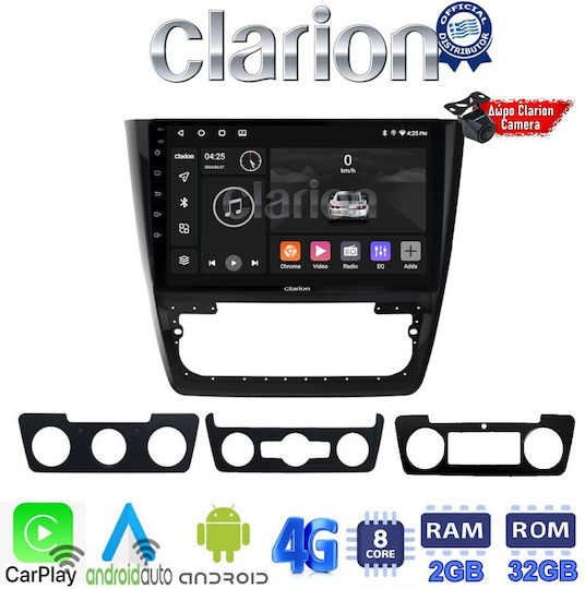 Clarion Ηχοσύστημα Αυτοκινήτου για Skoda Yeti 2014> (Bluetooth/USB/WiFi/GPS/Apple-Carplay/Android-Auto) με Οθόνη Αφής 9"