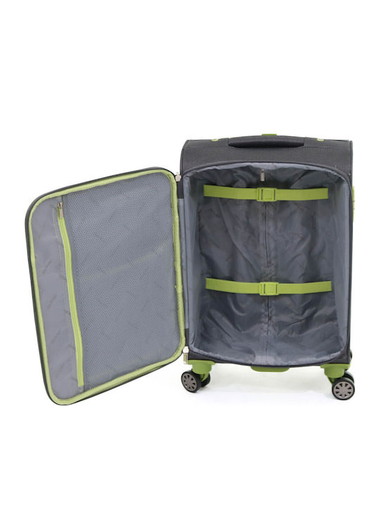 Lamonza Superlight Βαλίτσα Ταξιδίου Καμπίνας Υφασμάτινη Gray / Green με 4 Ρόδες Ύψους 55εκ.