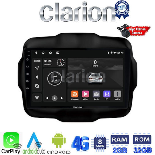 Clarion Ηχοσύστημα Αυτοκινήτου για Jeep Renegade 2014> (Bluetooth/USB/WiFi/GPS/Apple-Carplay/Android-Auto) με Οθόνη Αφής 9"