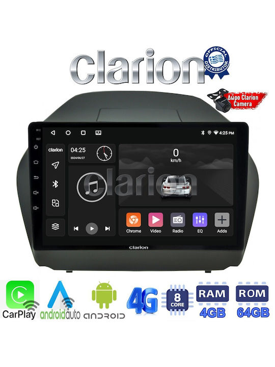 Clarion Car Audio System for Hyundai iX35 2009>2015 (Bluetooth/USB/WiFi/GPS/Apple-Carplay/Android-Auto) with Touch Screen 9"