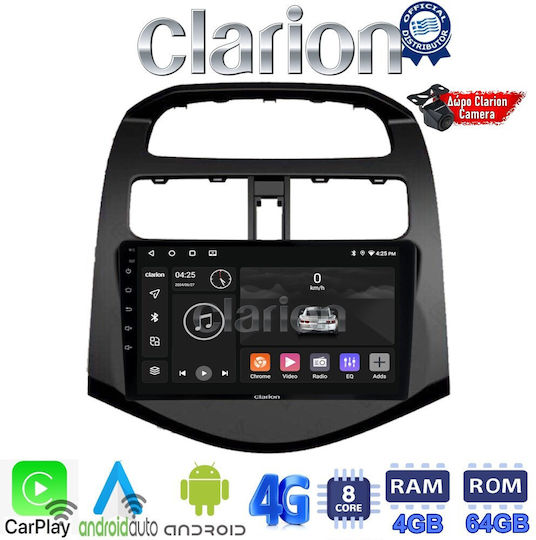 Clarion Car Audio System for Chevrolet Spark 2009>2016 (Bluetooth/USB/WiFi/GPS/Apple-Carplay/Android-Auto) with Touch Screen 9"