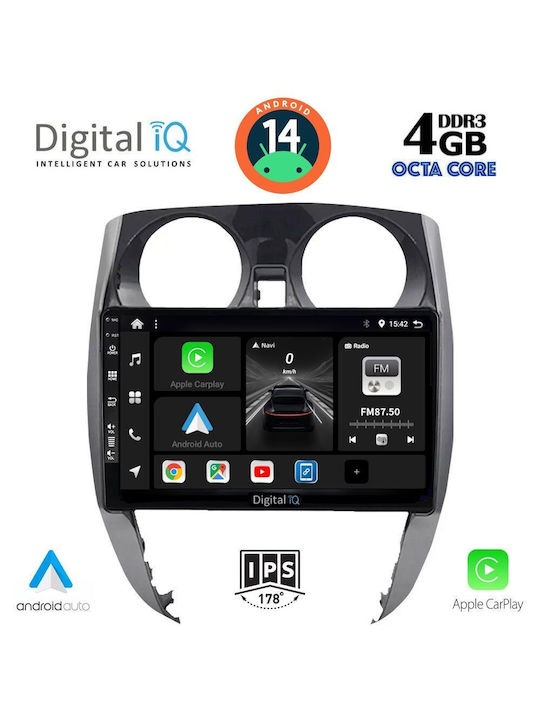 Digital IQ Car Audio System for Nissan Note 2012 (Bluetooth/USB/WiFi/GPS/Apple-Carplay/Android-Auto) with Touch Screen 10"