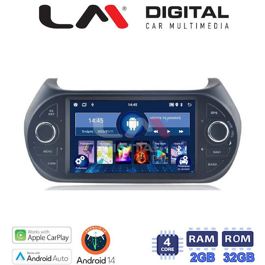 LM Digital Car Audio System for Peugeot Bipper Fiat Fiorino / Qubo Citroen Nemo 2008> (Bluetooth/USB/WiFi/GPS/Apple-Carplay/Android-Auto) with Touch Screen 9"