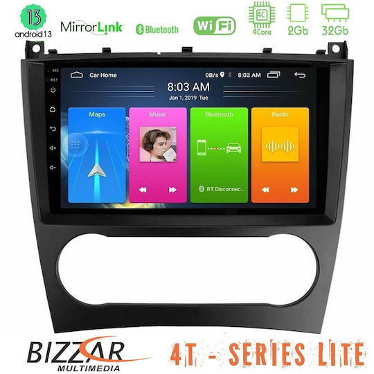 Bizzar Sistem Audio Auto pentru Mercedes-Benz Clasa CLC / Clasa CLK / Clasa C W203 facelift (Bluetooth/USB/WiFi/GPS/Apple-Carplay/Android-Auto) cu Ecran Tactil 9"