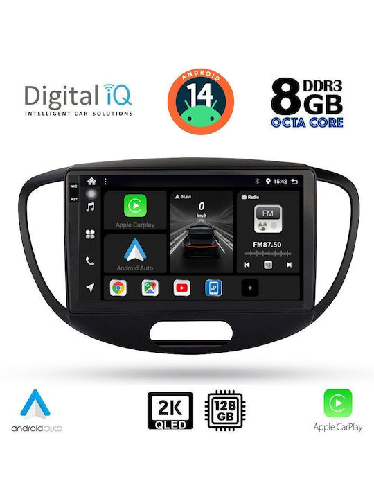 Digital IQ Car Audio System for Hyundai i10 2008-2013 (Bluetooth/USB/AUX/WiFi/GPS/Apple-Carplay/Android-Auto) with Touch Screen 9"