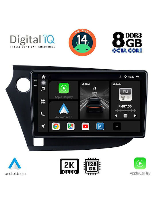 Digital IQ Car Audio System for Honda Insight 2009-2014 (Bluetooth/USB/AUX/WiFi/GPS/Apple-Carplay/Android-Auto) with Touch Screen 9"