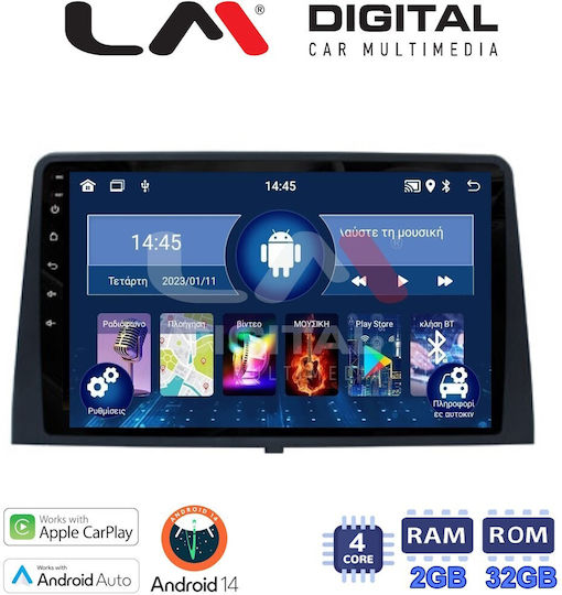 LM Digital Car Audio System for Peugeot Partner Toyota Proace Citroen Berlingo Honda City Partner 2009+ (Bluetooth/USB/WiFi/GPS/Apple-Carplay/Android-Auto) with Touch Screen 10.1"