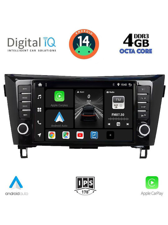 Digital IQ Sistem Audio Auto pentru Nissan Qashqai / X-Trail 2014-2021 (Bluetooth/USB/WiFi/GPS/Apple-Carplay/Android-Auto) cu Ecran Tactil 9"