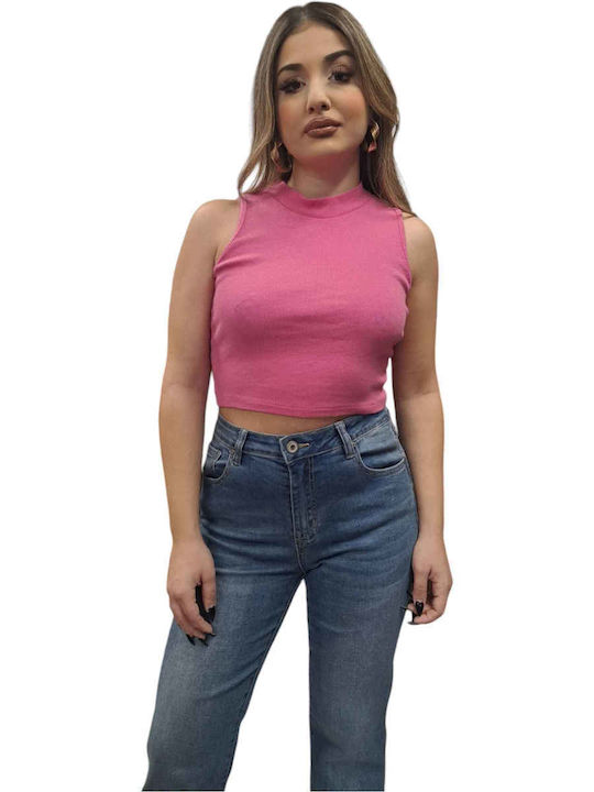 Bluze Damă Crop Top Fără Mânecă Pentru Vara Culoare Fuchsia