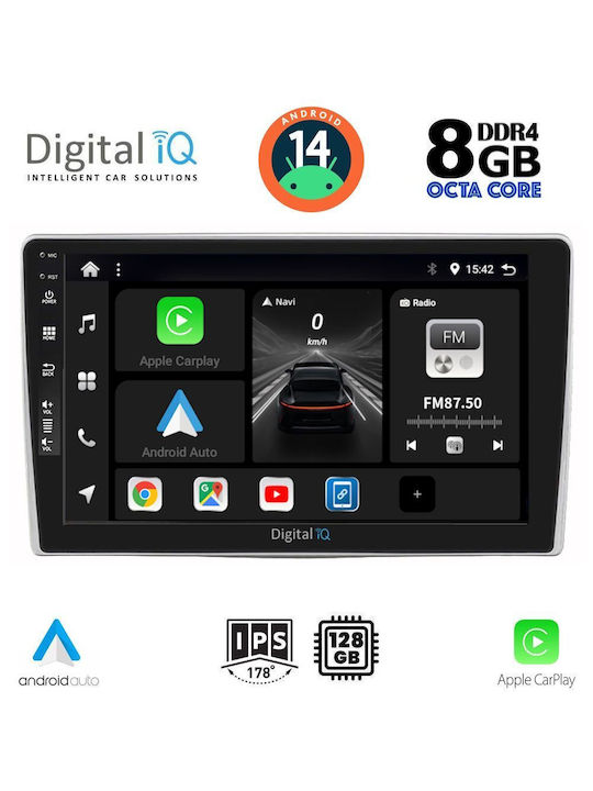 Digital IQ Sistem Audio Auto pentru Alfa Romeo Mito 2008-2018 (Bluetooth/USB/WiFi/GPS/Apple-Carplay/Android-Auto) cu Ecran Tactil 9"