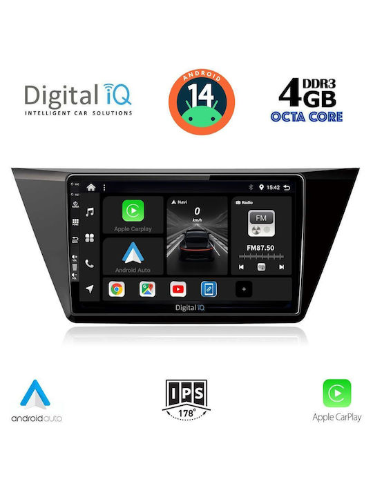 Digital IQ Car Audio System for Volkswagen Touran 2016 (Bluetooth/USB/WiFi/GPS/Apple-Carplay/Android-Auto) with Touch Screen 10"