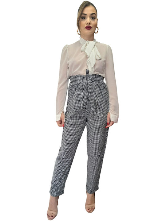 Damen Stoffhose Geprüft Weiß/Schwarz