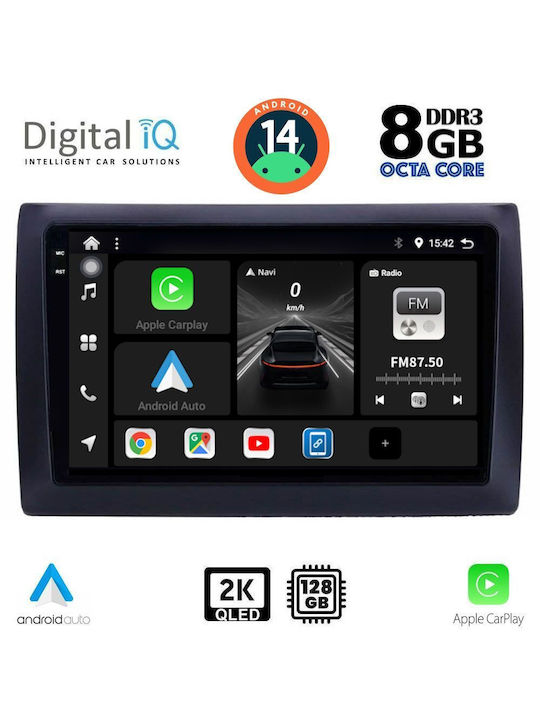 Digital IQ Car-Audiosystem für Fiat Stil 2001-2007 (Bluetooth/USB/AUX/WiFi/GPS/Apple-Carplay/Android-Auto) mit Touchscreen 9"