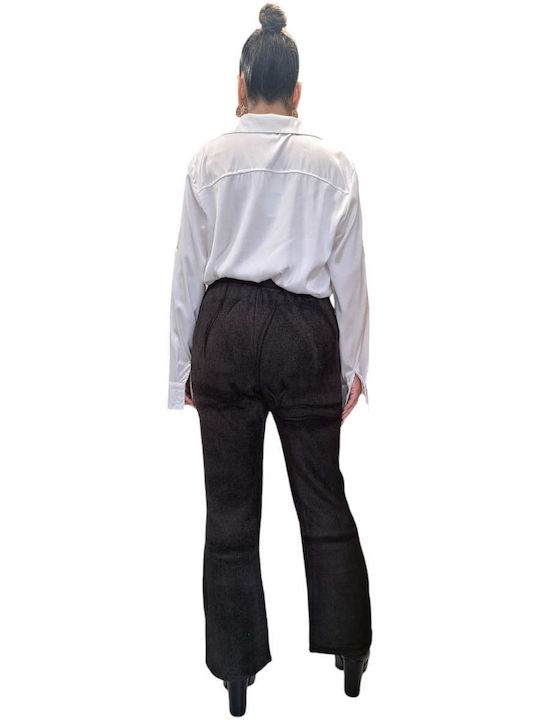 Women's Fabric Trousers Flared Brown