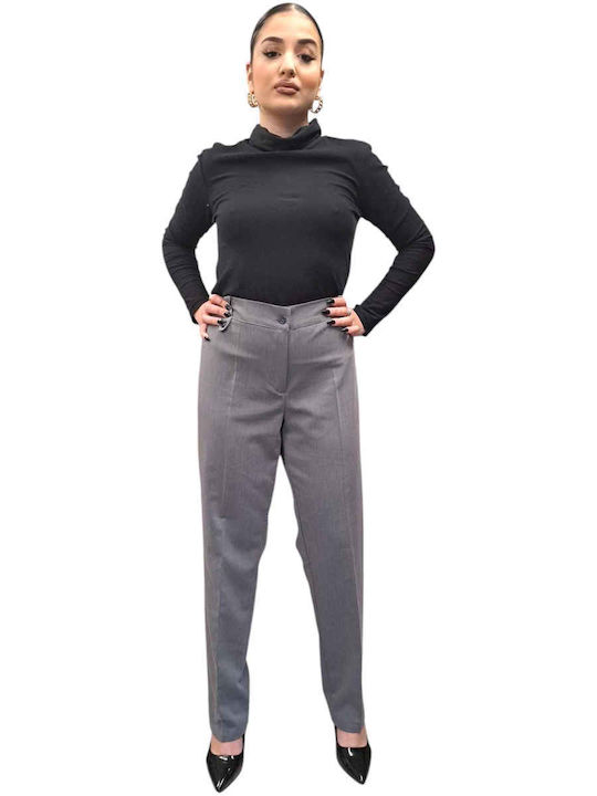 Women's Fabric Trousers Loose Fit Gray