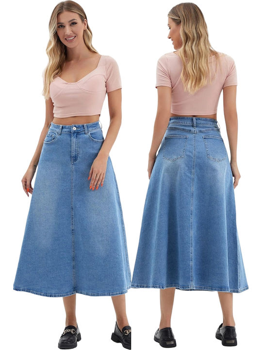 Denim Hoch tailliert Maxi Rock Blau