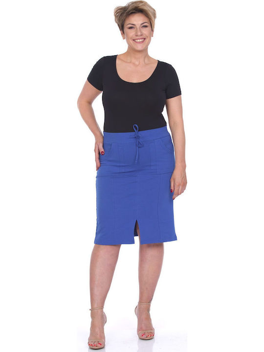 Baumwollrock Lower Knee Rock Unifarbener Schnitt Blau