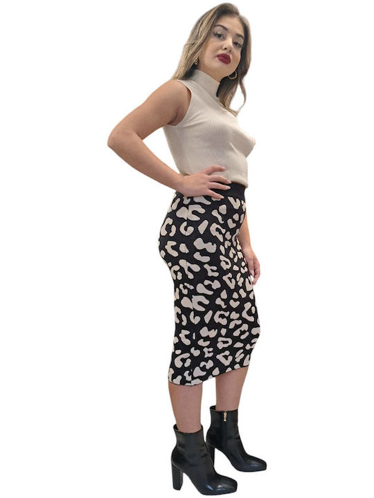 Remix Midi Skirt Leopard in Ecru Color