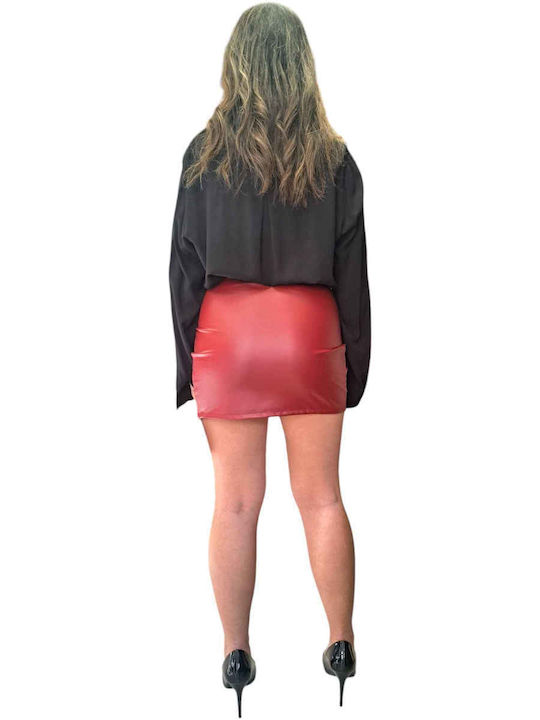 Remix Leather Mini Skirt Bordeaux