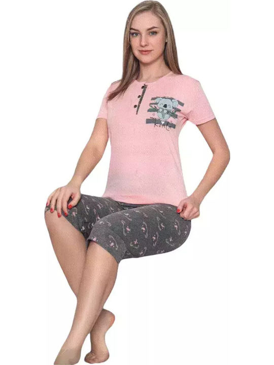 Remix Sommer Damen Pyjama-Set Rosa