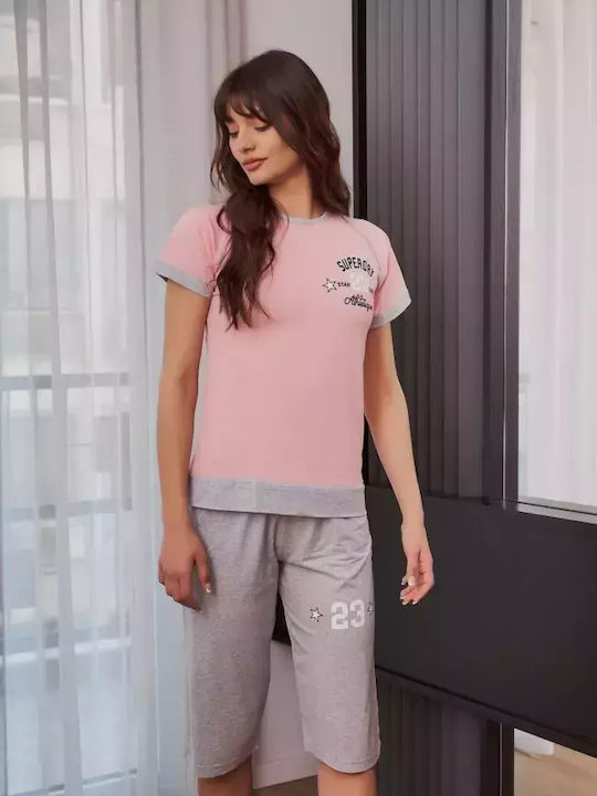 Remix Sommer Damen Pyjama-Set Rosa